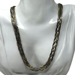Braided‎ Necklace Gold and Silver Tone Five Strand Chain
